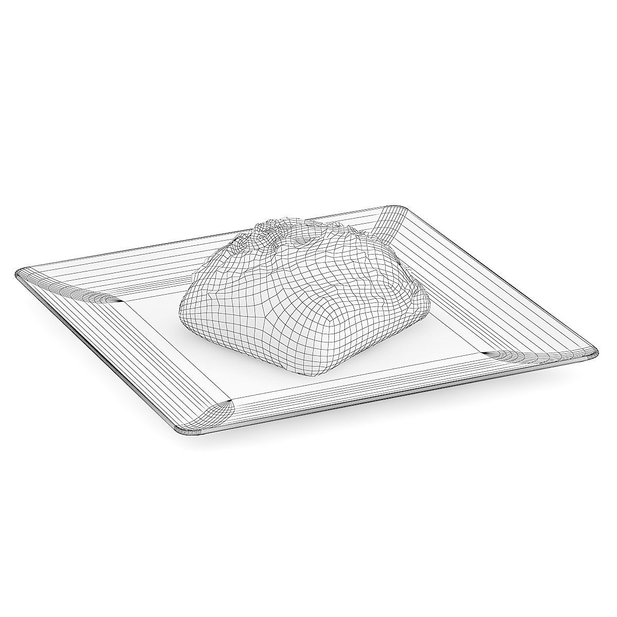 Dark Bun on White Plate 3D model_3