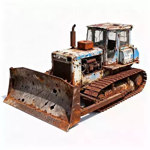 Dilapidated Old Blue Bulldozer 3D Model