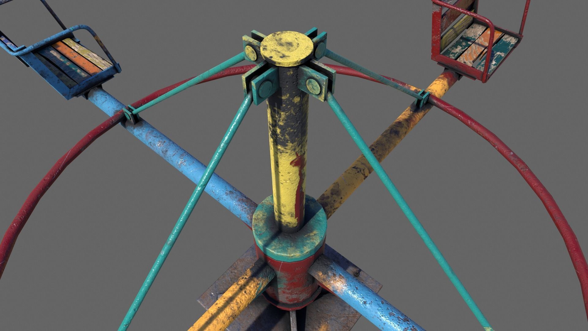 Old Colorful Carousel Low-poly 3D model_7