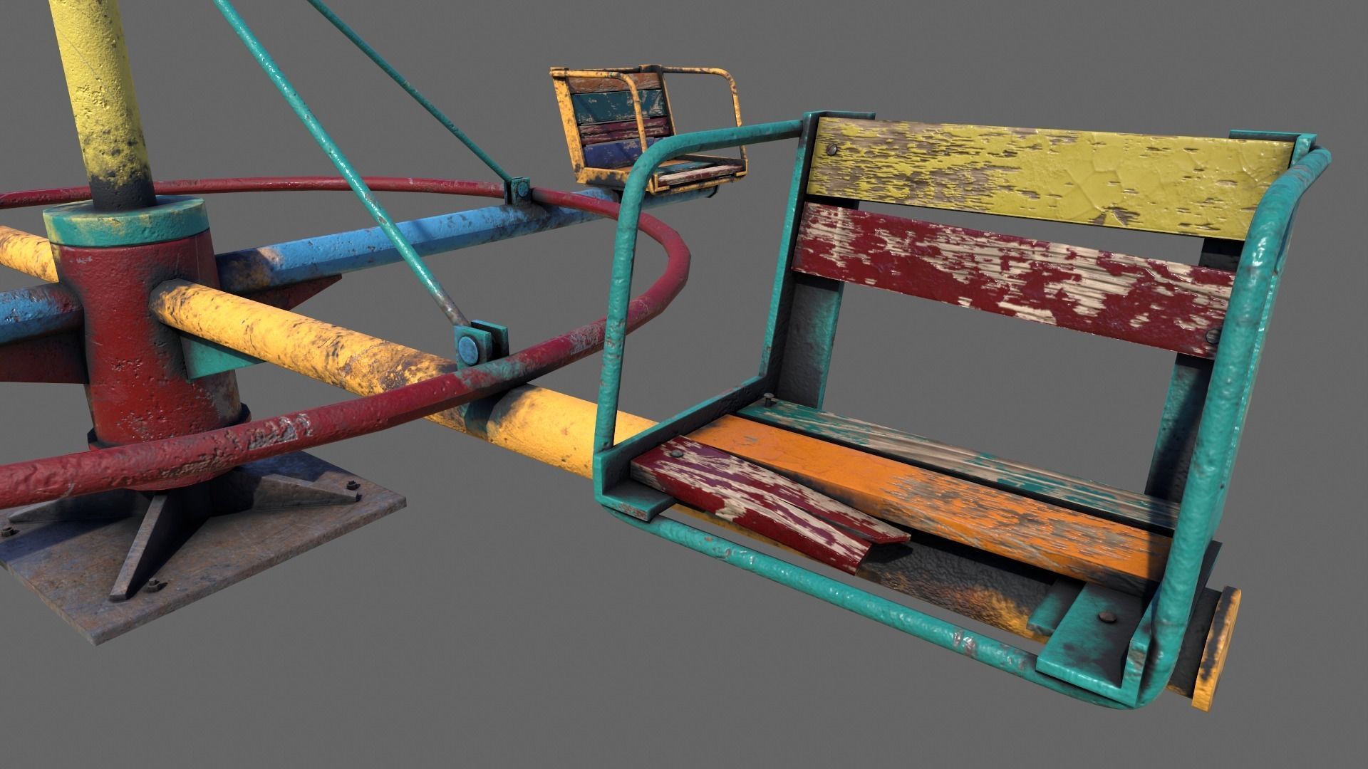 Old Colorful Carousel Low-poly 3D model_4