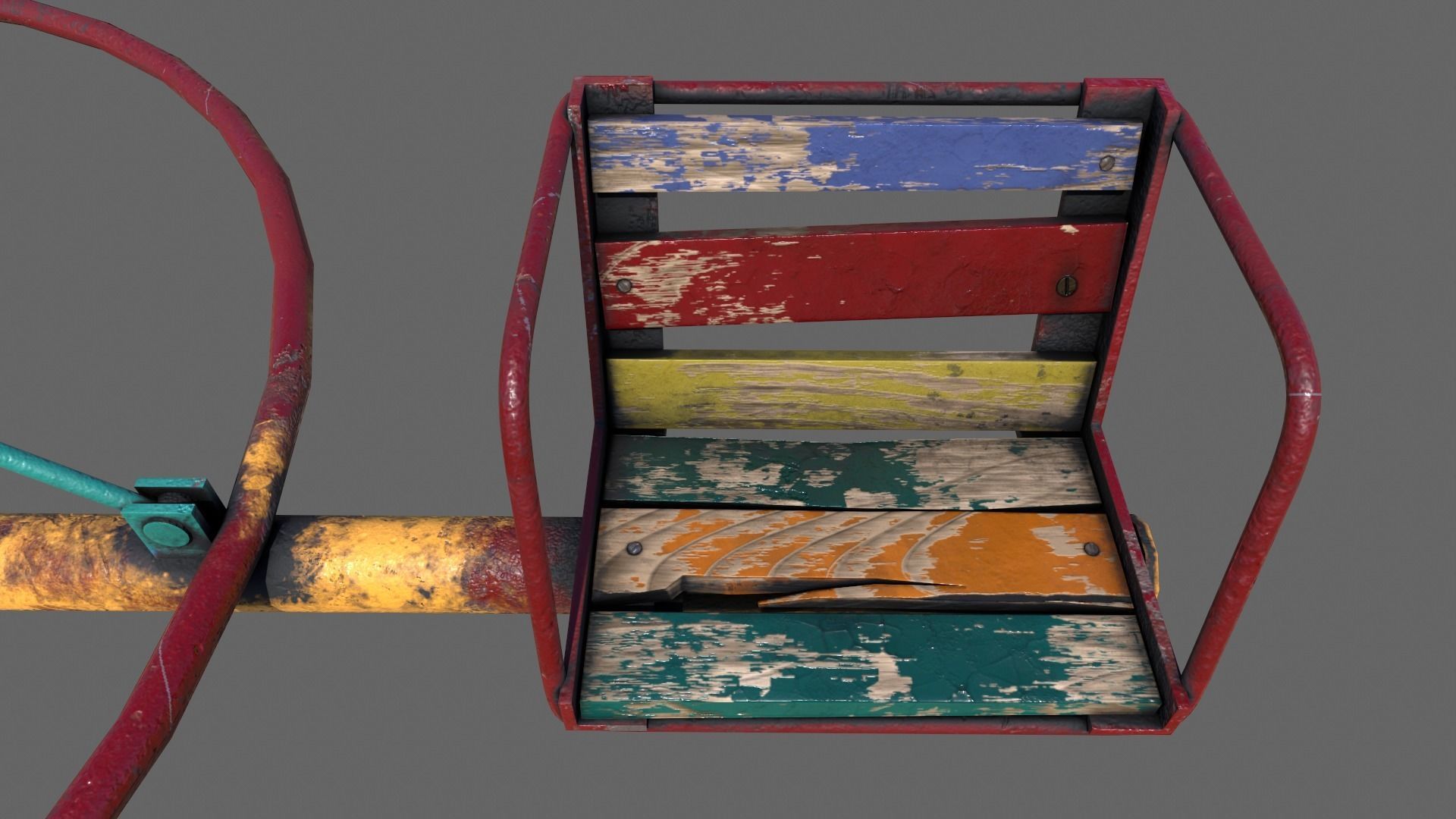 Old Colorful Carousel Low-poly 3D model_6