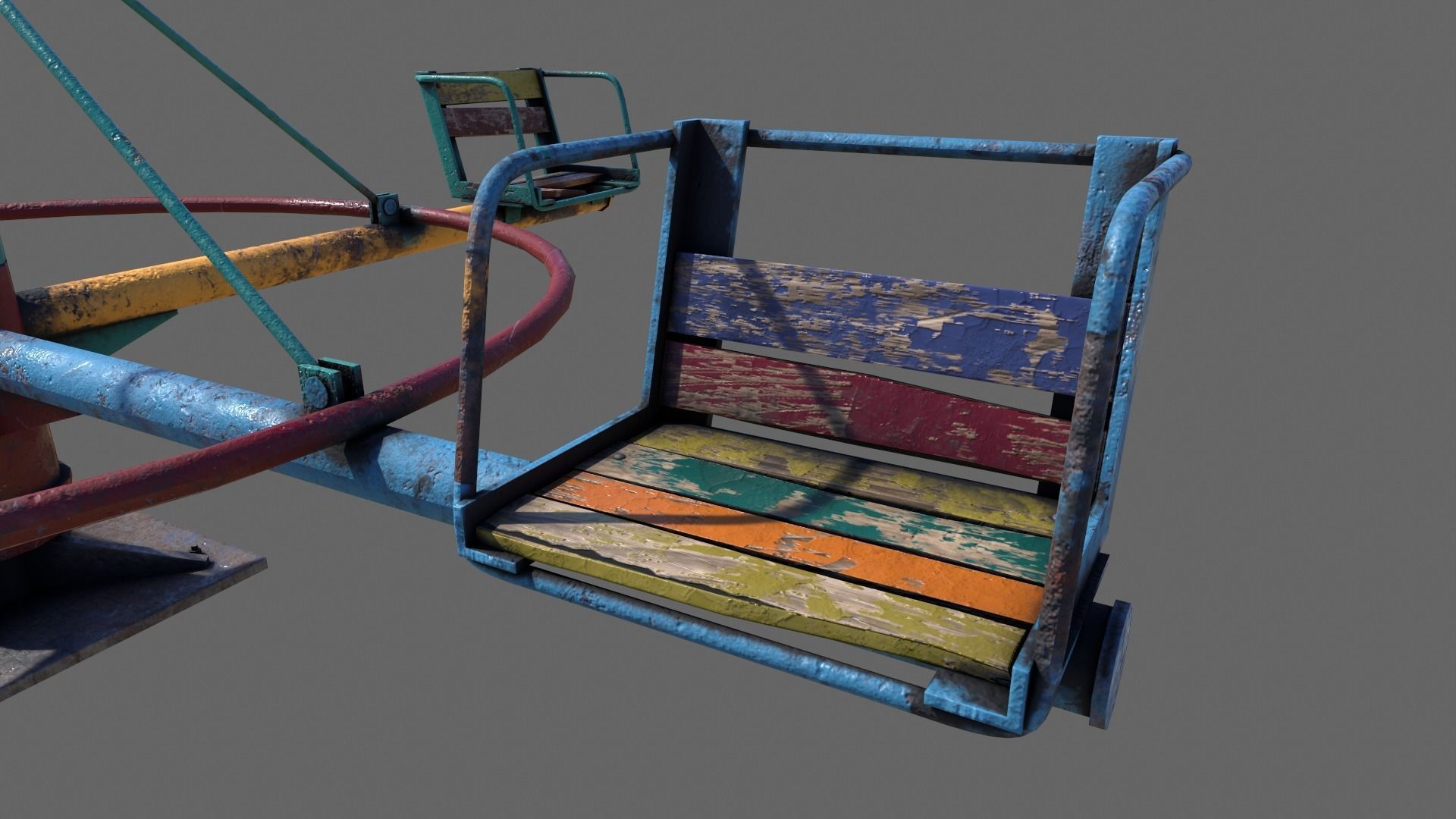 Old Colorful Carousel Low-poly 3D model_5