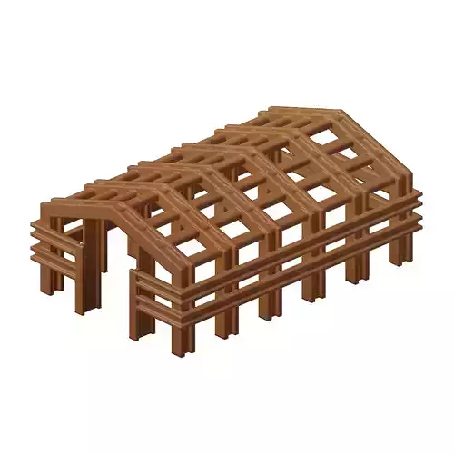 Wooden Exquisite Building Frame Toy 3D model