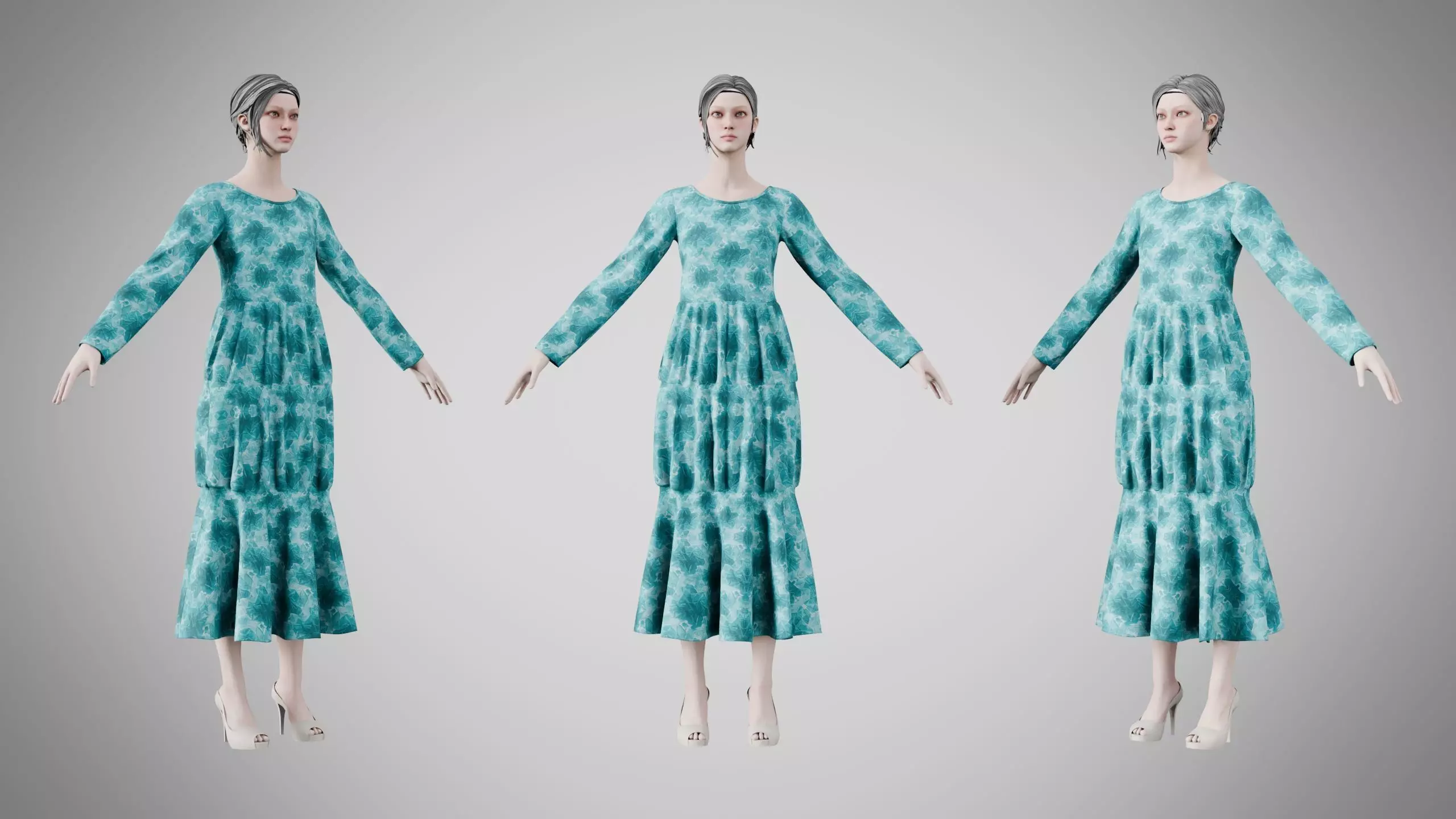 Dress 25 Oceanic Mosaic Low-poly 3D model