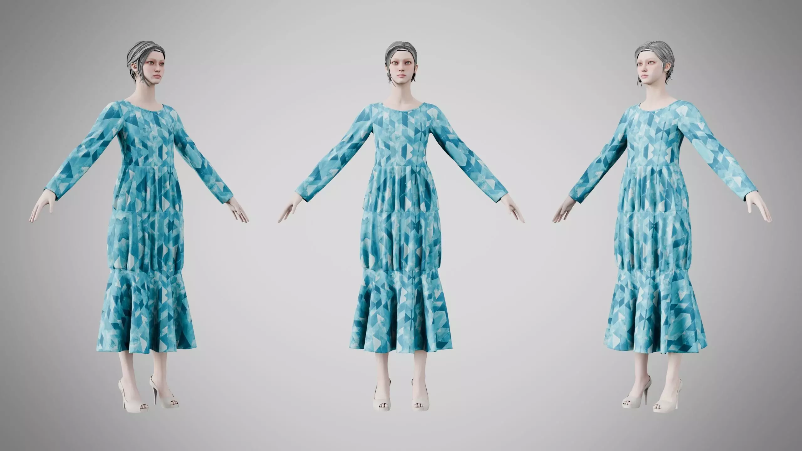 Dress 25 Oceanic Mosaic v2 Low-poly 3D model
