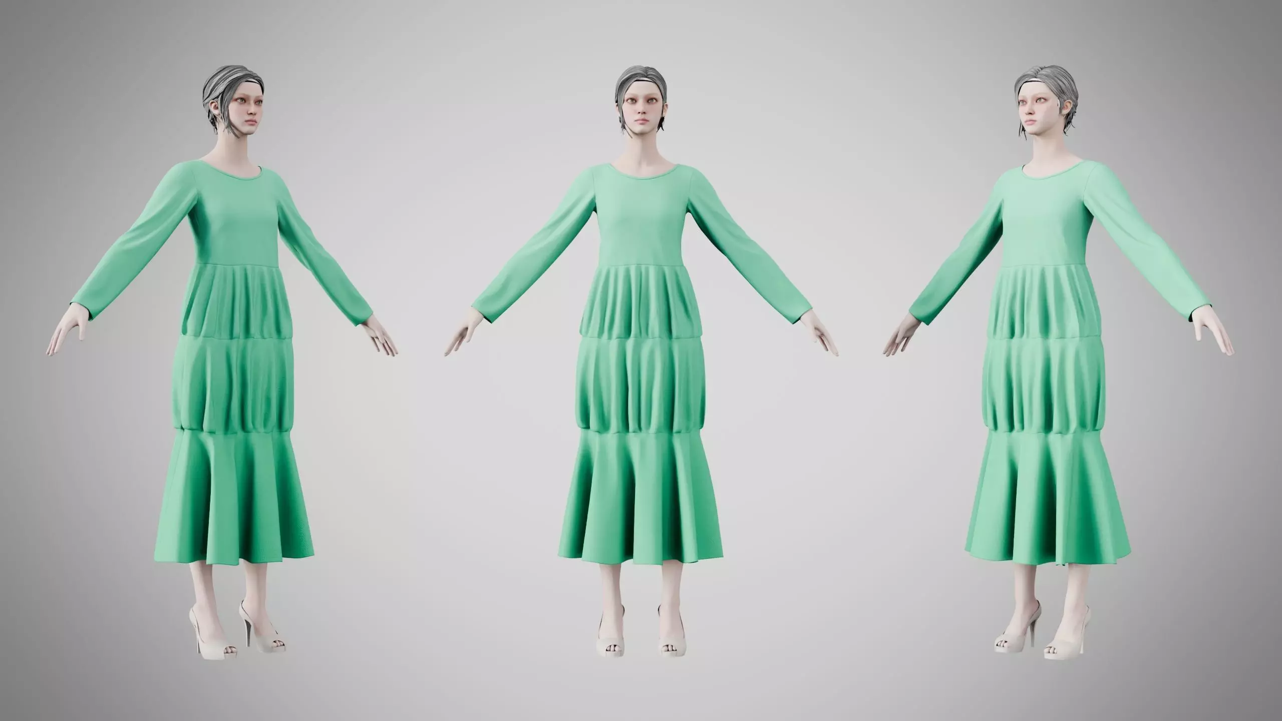 Dress 25 Medium Aquamarine Low-poly 3D model
