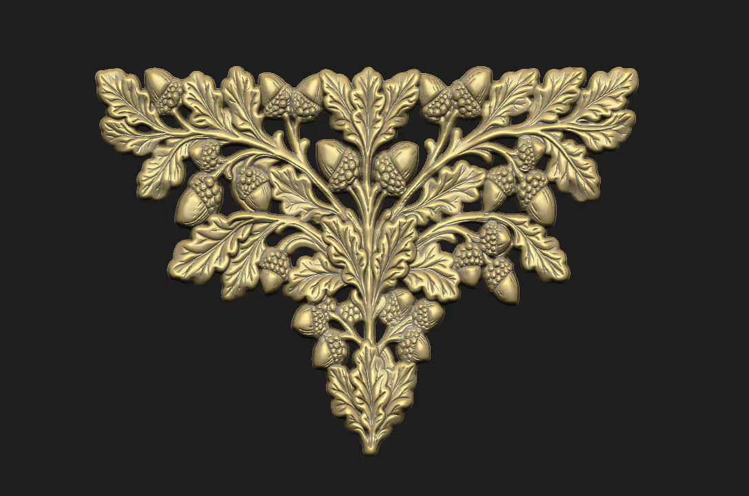 Oak branches cluster leave decoration Christmas pattern acanthus 3D print model