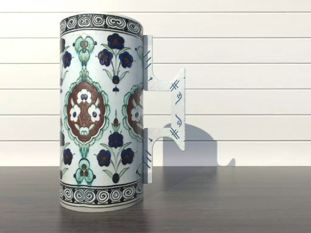 Tankard turkish vase with pattern Low-poly 3D model_0
