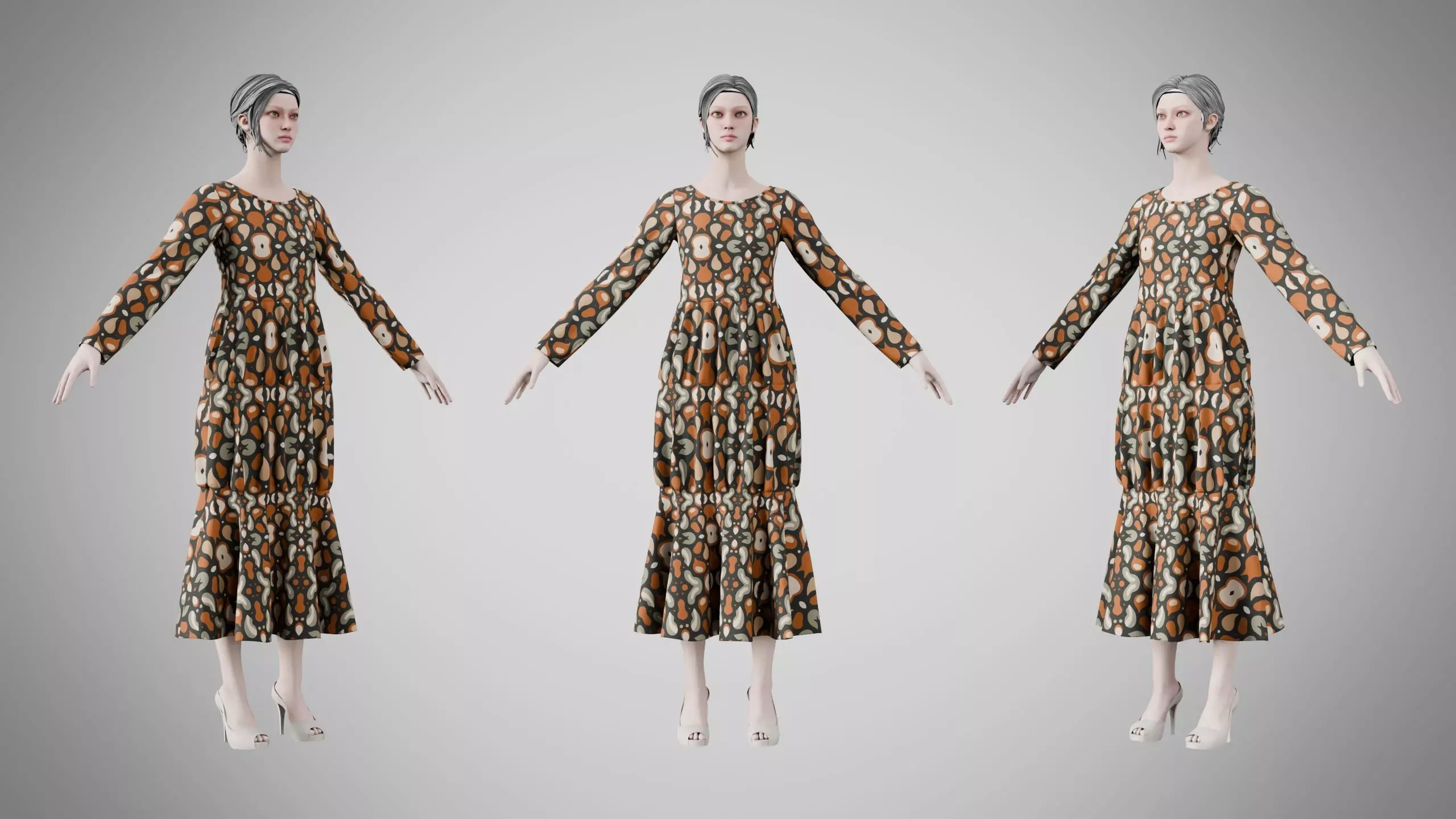 Dress 25 Abstract Organic Mosaic Low-poly 3D model