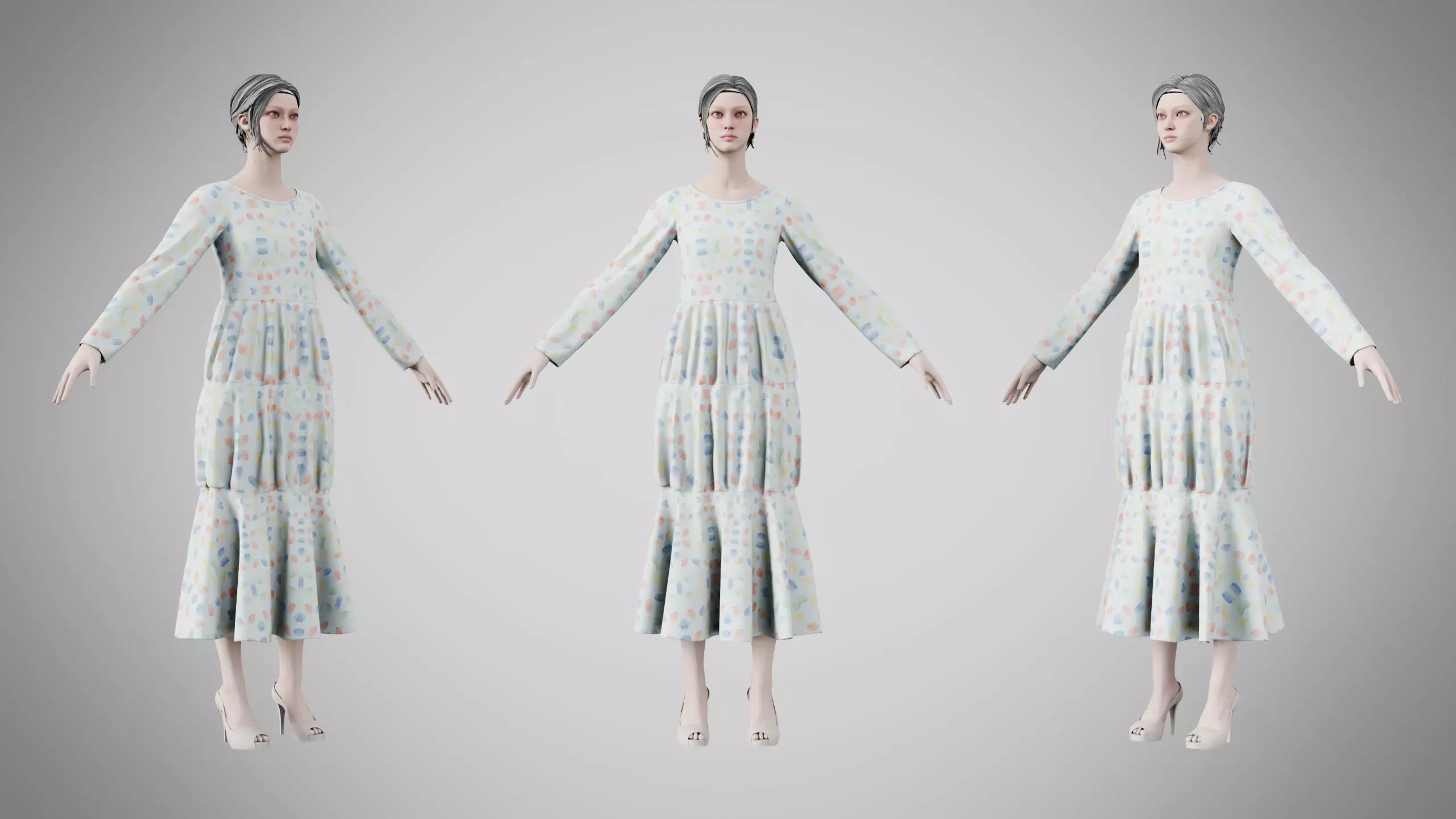 Dress 25 Aqua Meadow Mosaic Low-poly 3D model