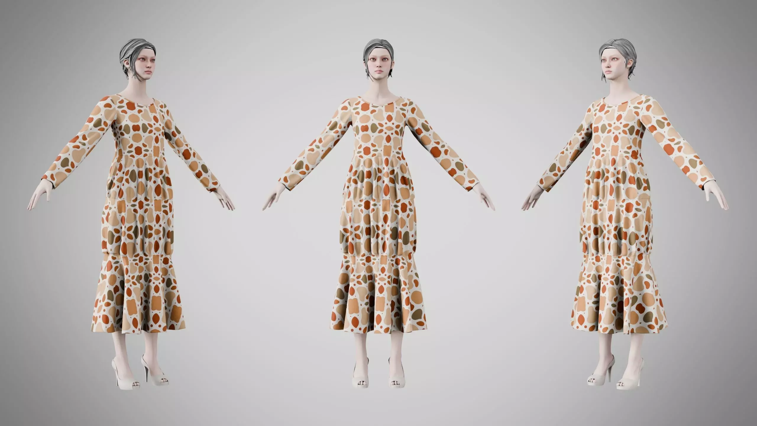 Dress 25 Terracotta Pebble Pattern Low-poly 3D model