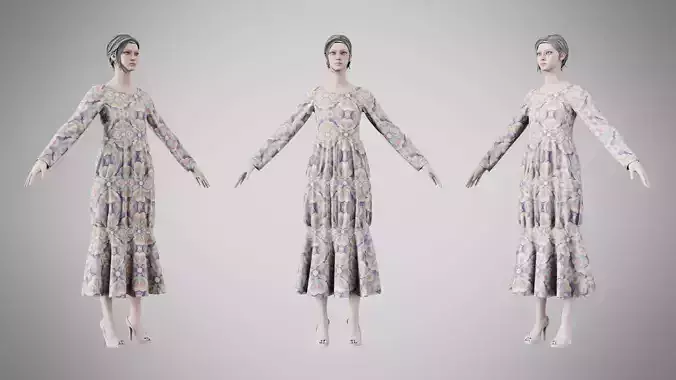 Dress 25 Whimsical Loop Mosaic Low-poly 3D model