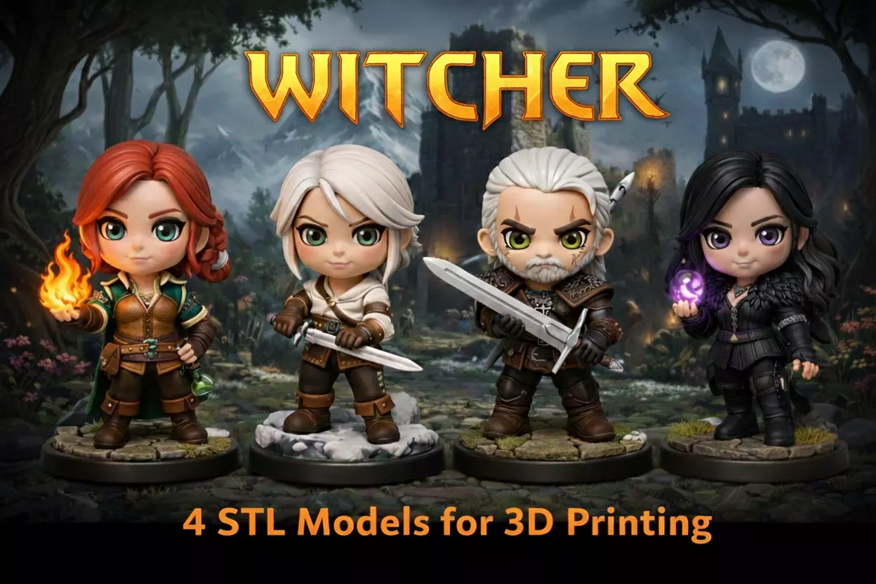 Witcher Chibi Miniatures 3D print model
