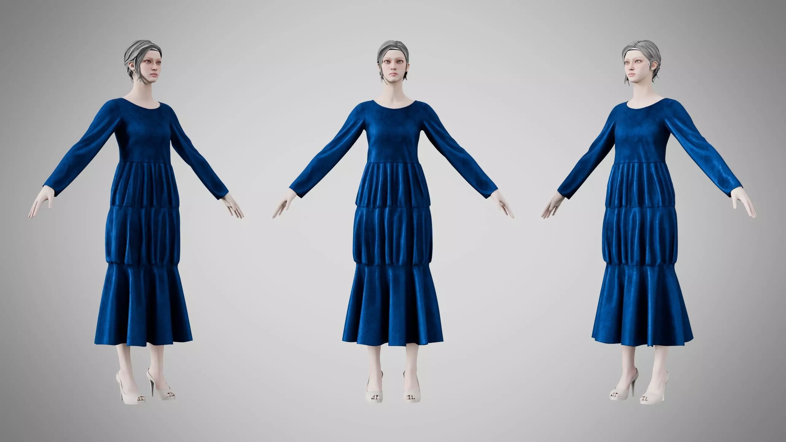 Dress 25 Sapphire Velvet Low-poly 3D model