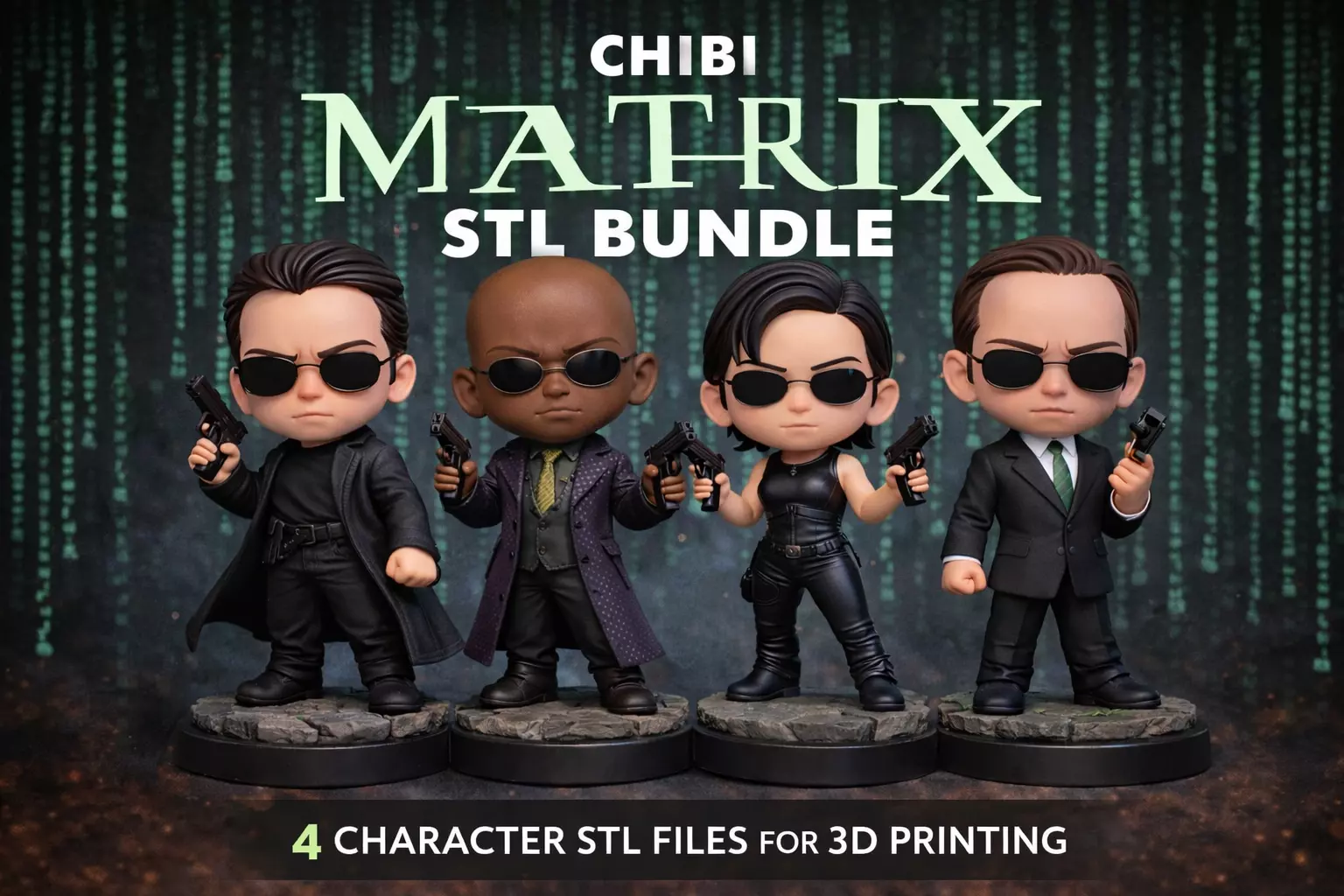 Movie Chibi Bundle 4 Character STL Files for 3D Printing 3D print model