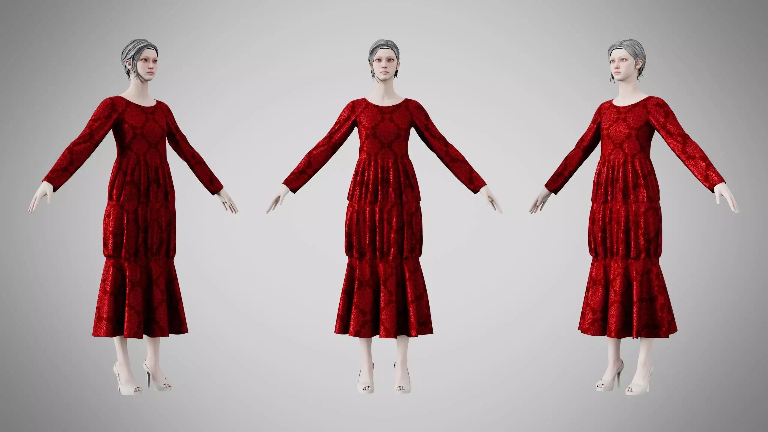 Dress 25 Crimson Royale Velvet v2 Low-poly 3D model