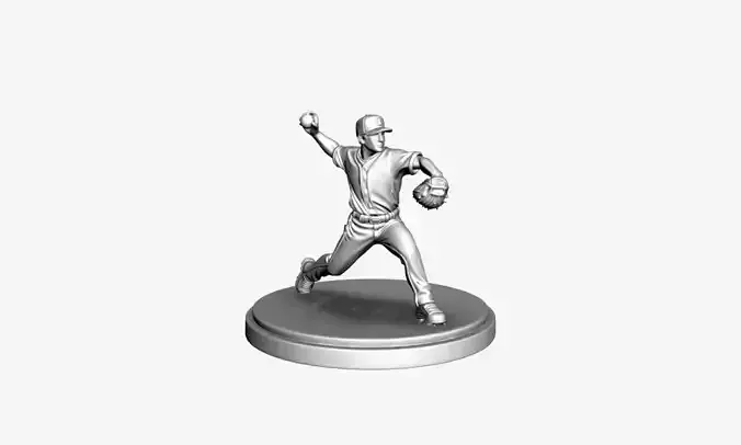 Realistic Baseball Pitcher 3D Model Athletic Sculpture 3D model