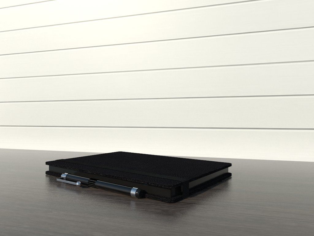 Kindle top notebook on wooden table Low-poly 3D model_2