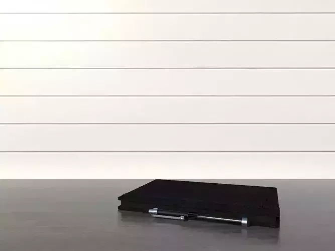 Kindle top notebook on wooden table Low-poly 3D model