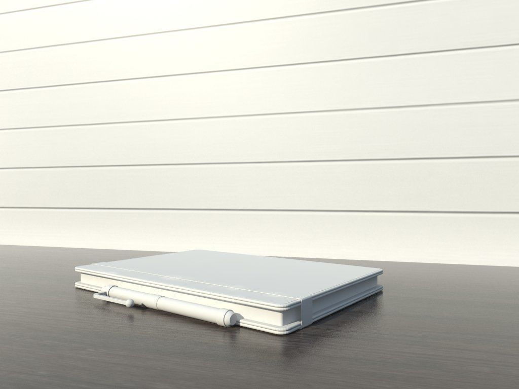 Kindle top notebook on wooden table Low-poly 3D model_6