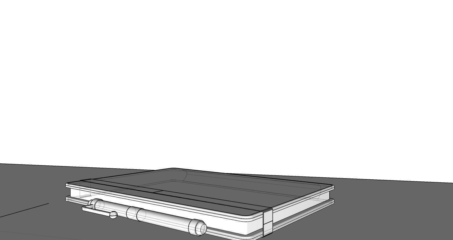 Kindle top notebook on wooden table Low-poly 3D model_7