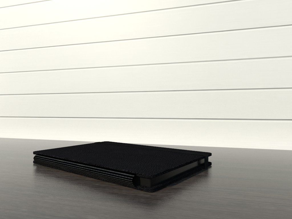 Kindle top notebook on wooden table Low-poly 3D model_3