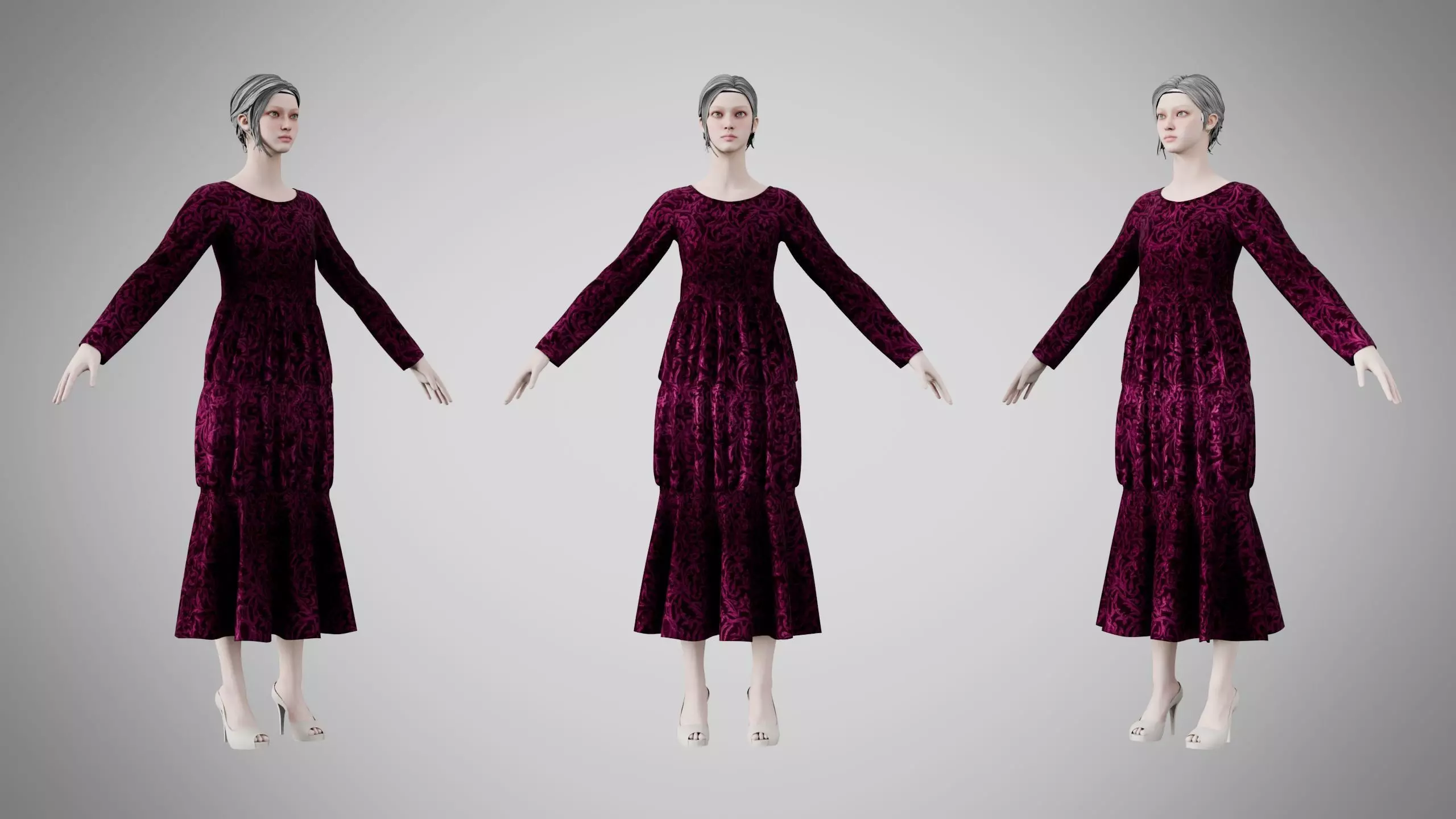 Dress 25 Velvet Plum Dream Low-poly 3D model