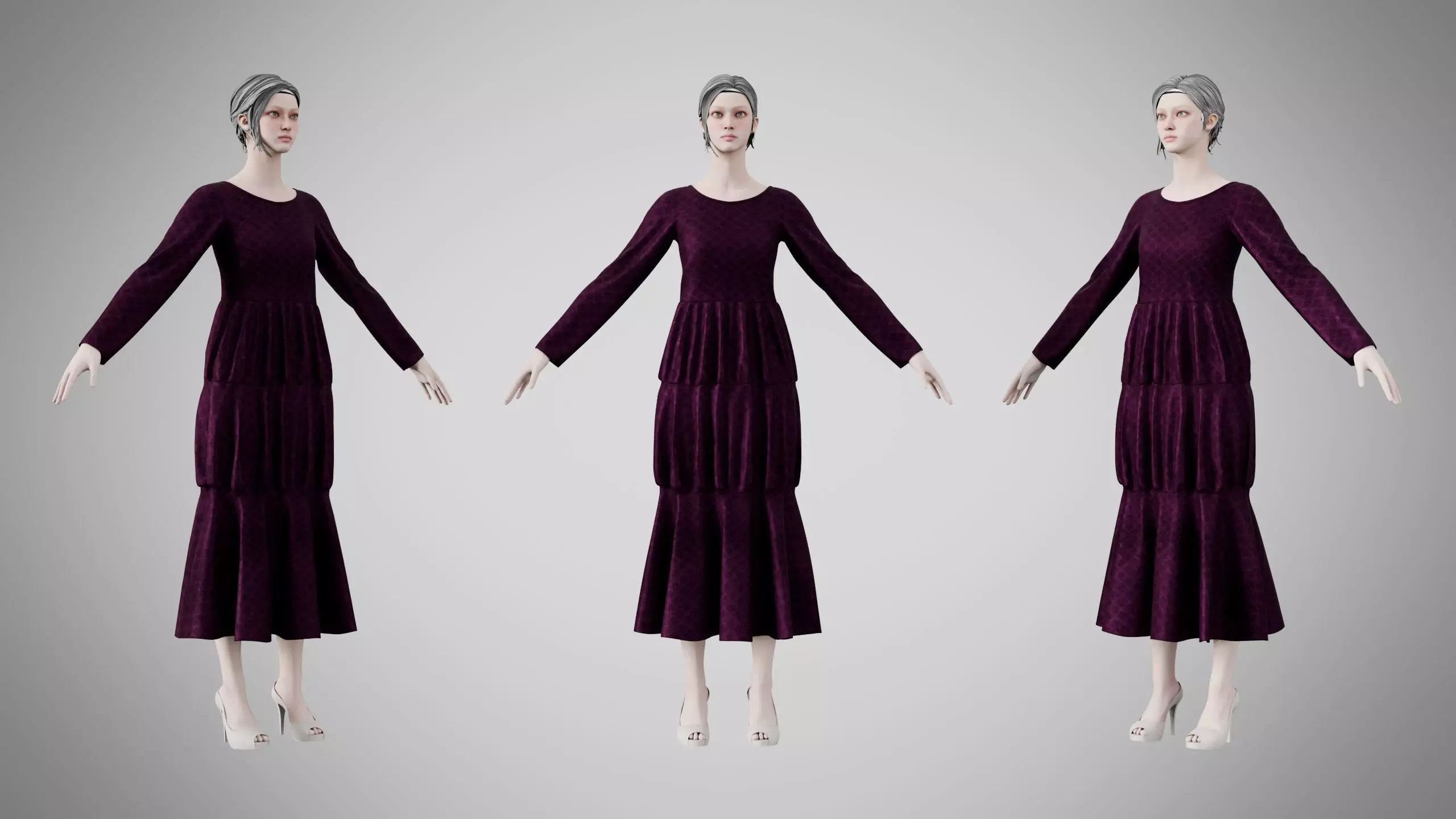 Dress 25 Velvet Plum Dream v2 Low-poly 3D model
