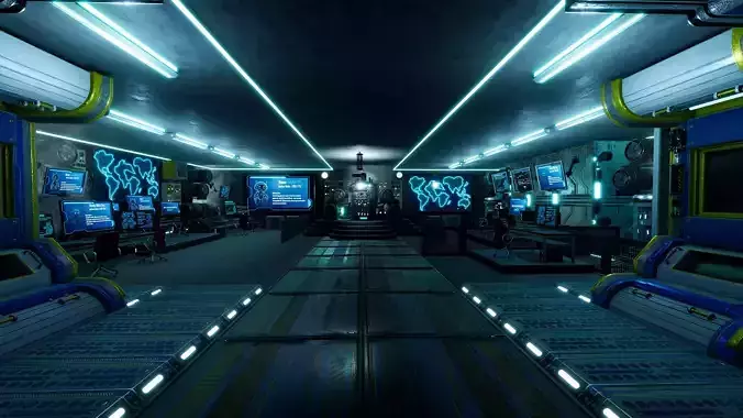 SciFi Control Room Low-poly 3D model