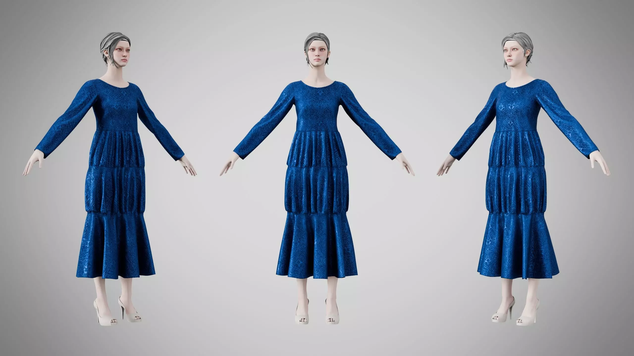 Dress 25 Sapphire Velvet With Design Low-poly 3D model