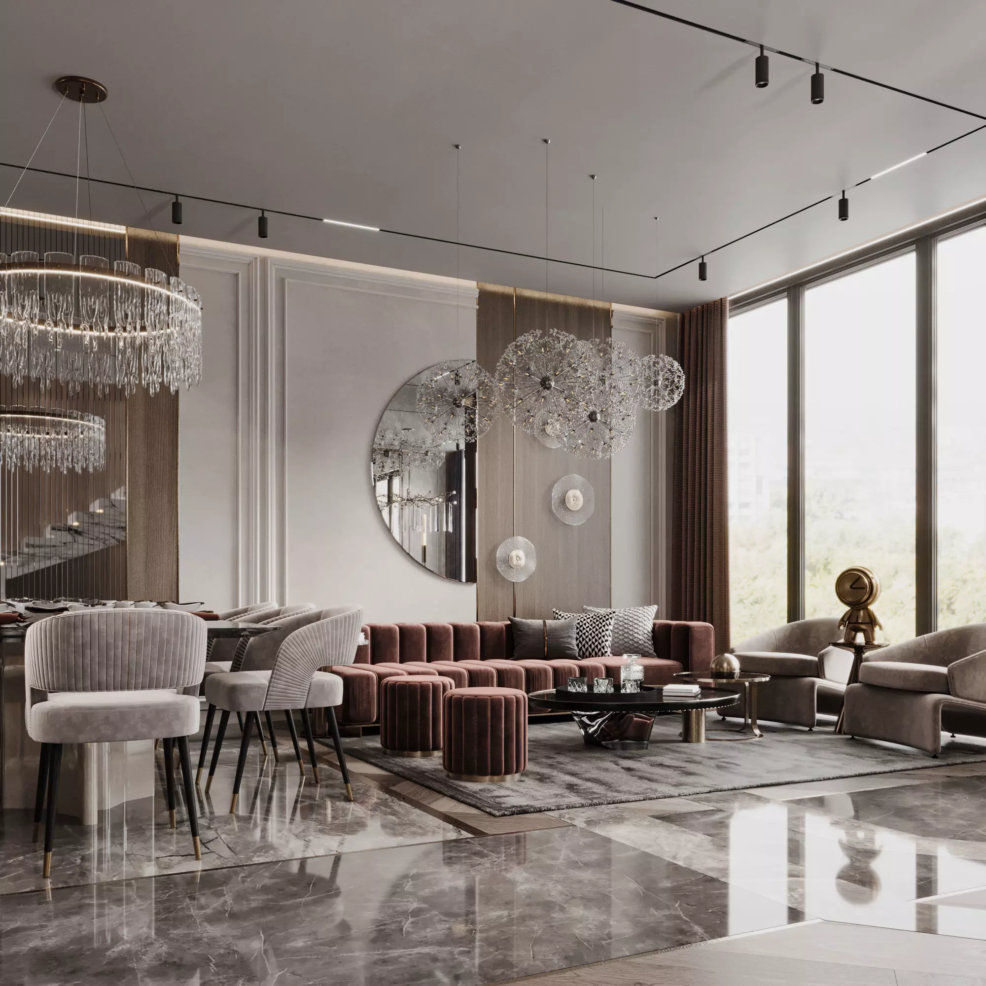 Main Hall - Living - Dining - Reception - Stair area 3D model