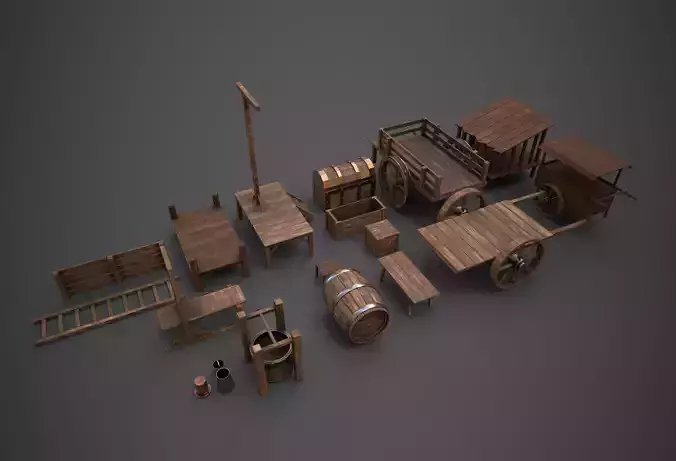 Wood Props Collection one 3D model