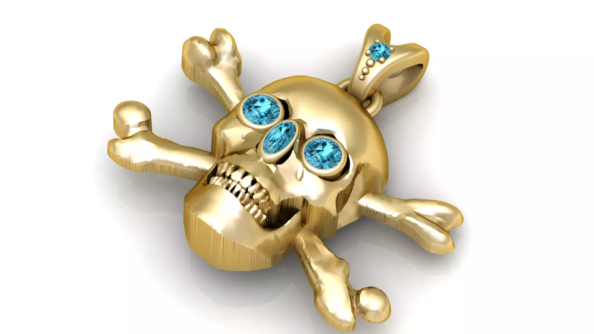Diamond-Eye Skull Crossbones Pendant 3D print model