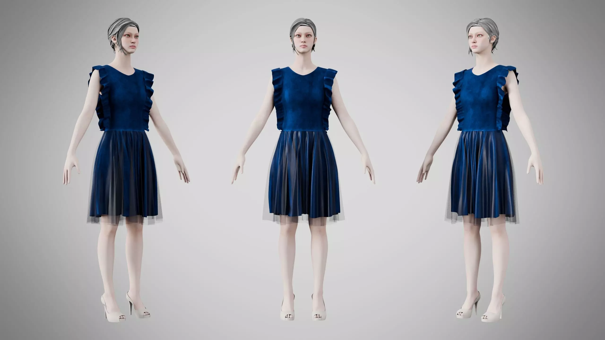 Dress 20 Sapphire Velvet Low-poly 3D model