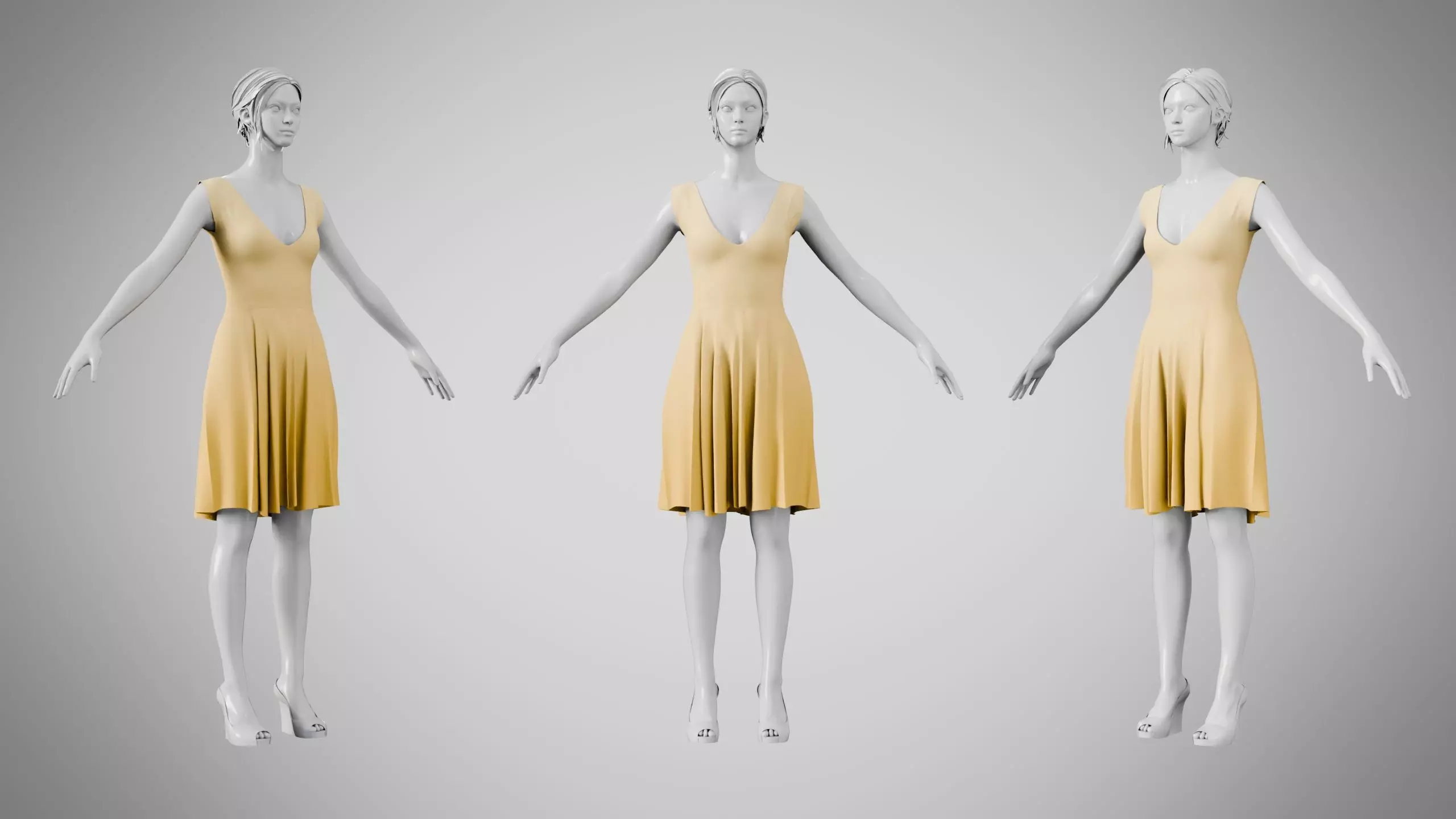 Dress 21 Caramel Low-poly 3D model