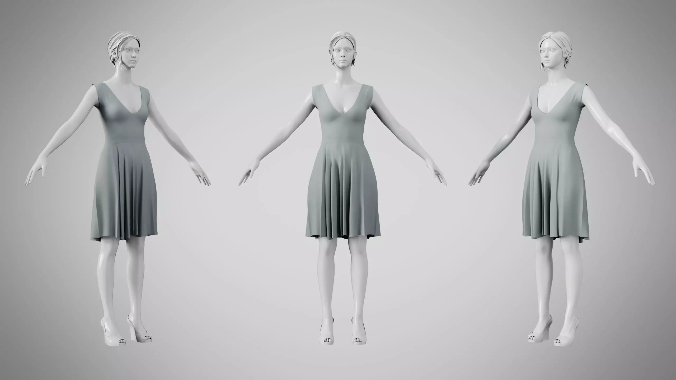 Dress 21 Philippine Gray Low-poly 3D model