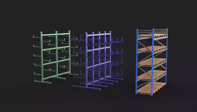 warehouse storage racks 3D model 3