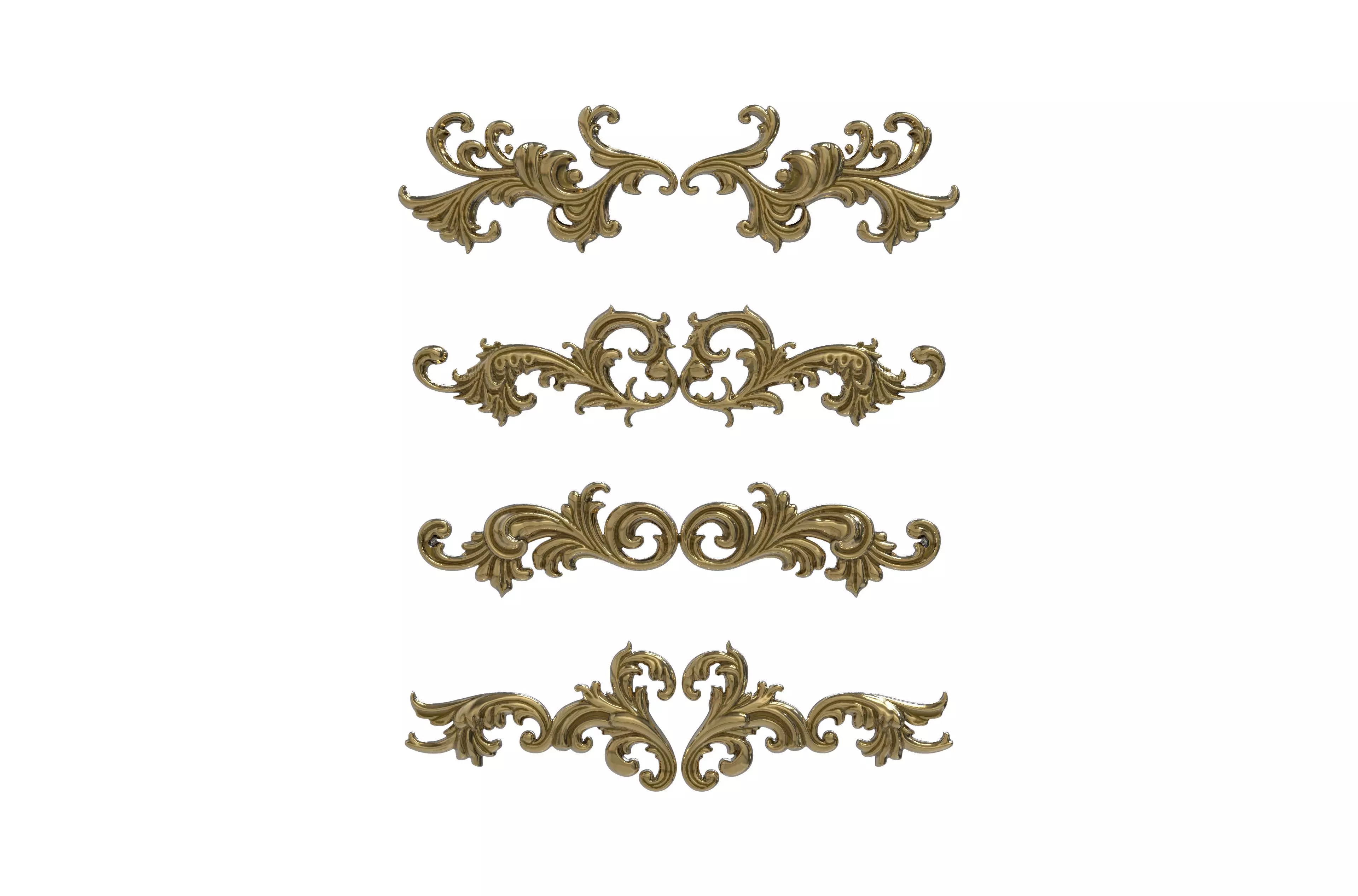 Baroque Ornamental Set - High Detail Decoratives 3D model