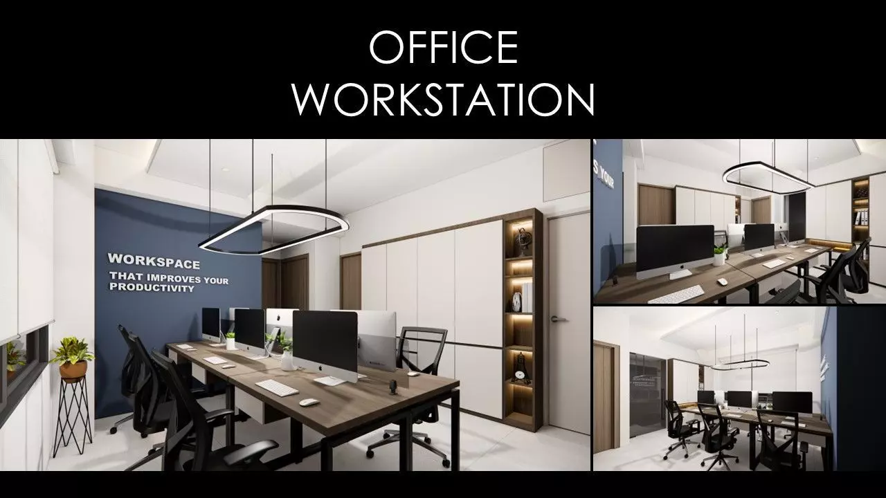 MORDERN OFFICE WORKSTATION INTERIOR Low-poly 3D model