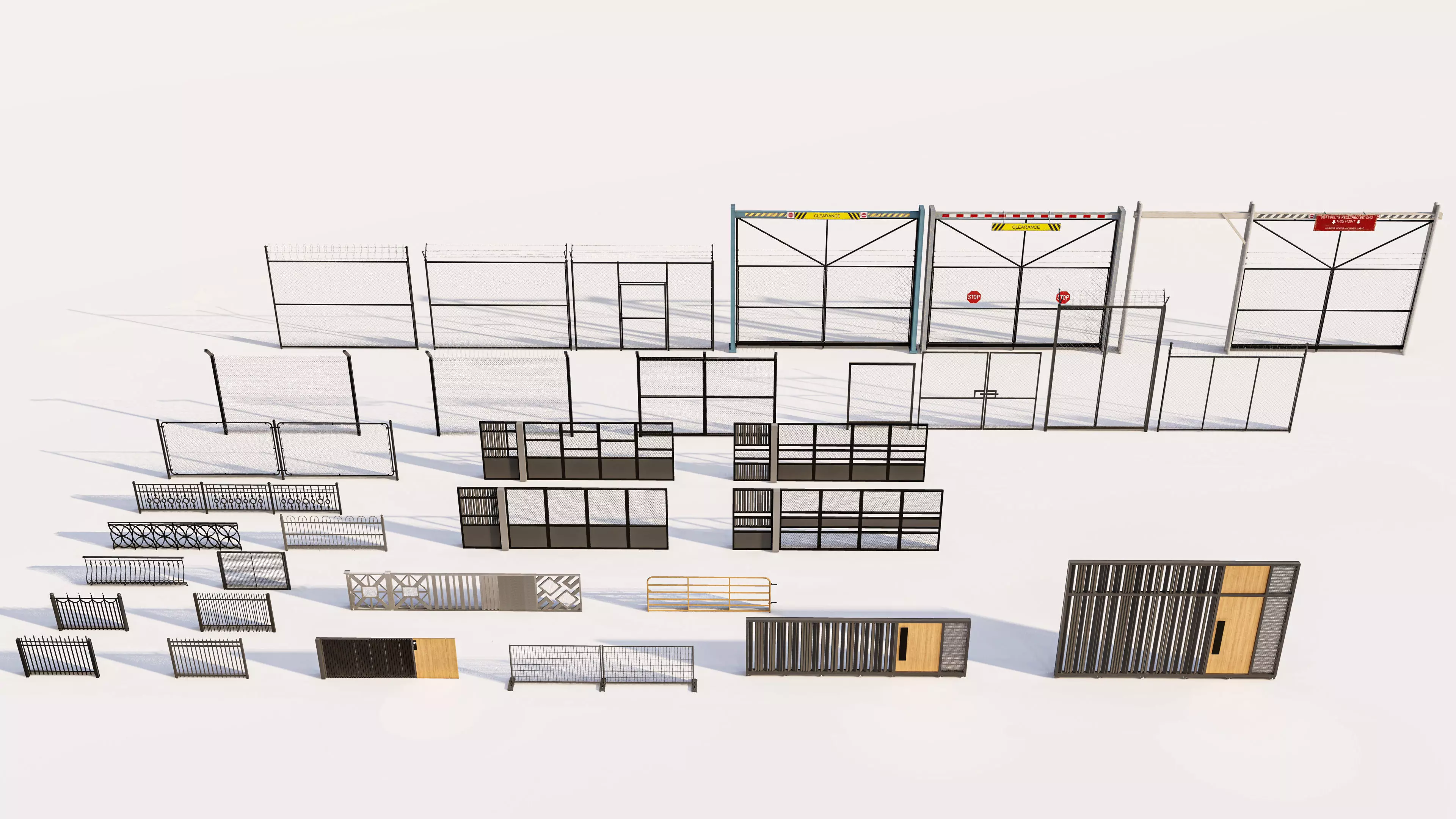 Metal Fences with Gate Design Pack 3D model