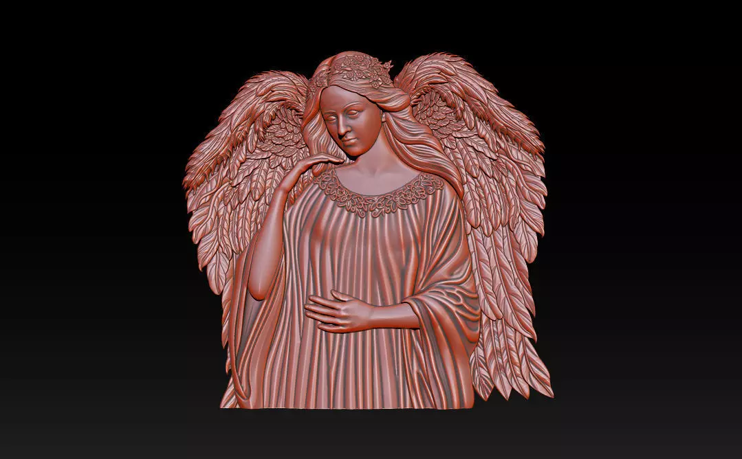 Divine Angel 3D Relief Memorial Tombstone Sculpture 3D print model