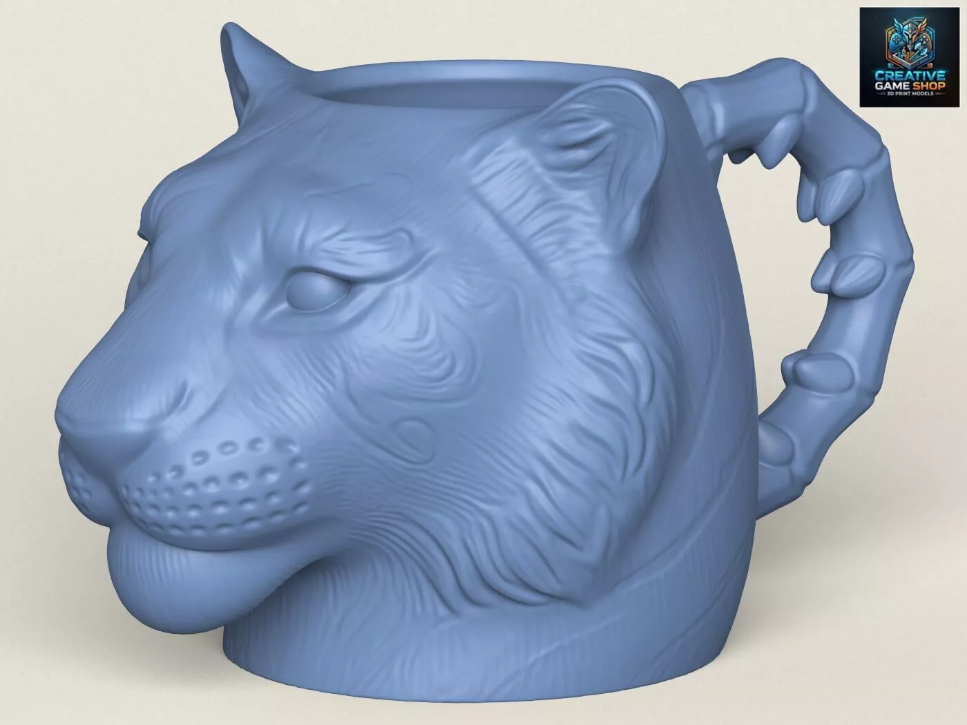 Tiger Animal Head Mug 3D print model