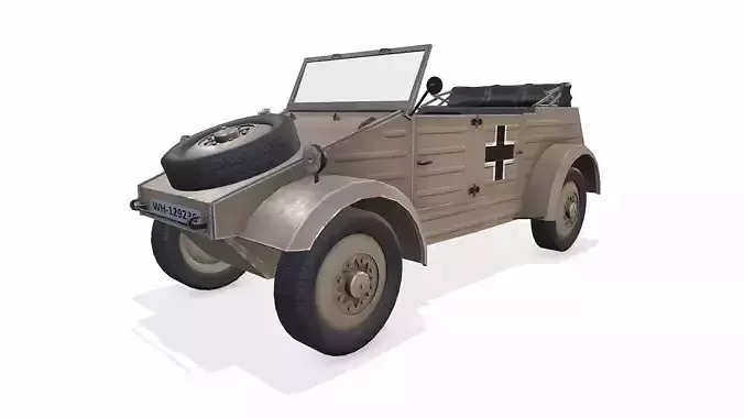 Type 82 Kubelwagen WWII German Military Car Low-poy PBR Low-poly 3D model 2