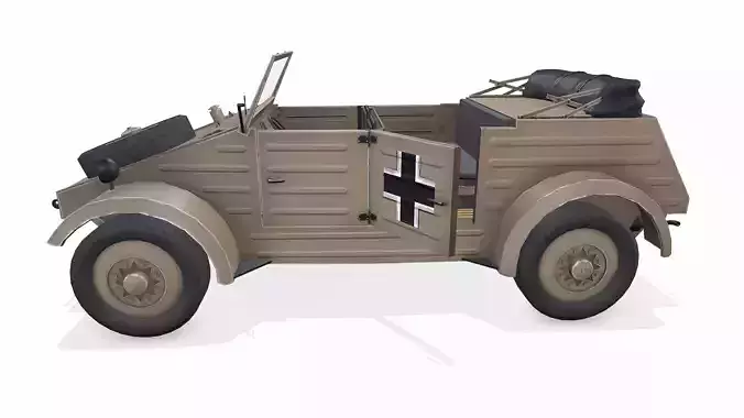 Type 82 Kubelwagen WWII German Military Car Low-poy PBR Low-poly 3D model 5