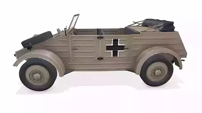 Type 82 Kubelwagen WWII German Military Car Low-poy PBR Low-poly 3D model 3