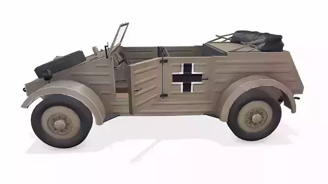 Type 82 Kubelwagen WWII German Military Car Low-poy PBR Low-poly 3D model 4