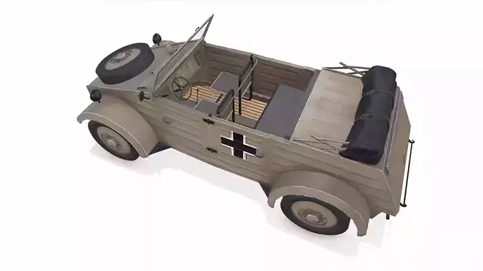 Type 82 Kubelwagen WWII German Military Car Low-poy PBR Low-poly 3D model 6