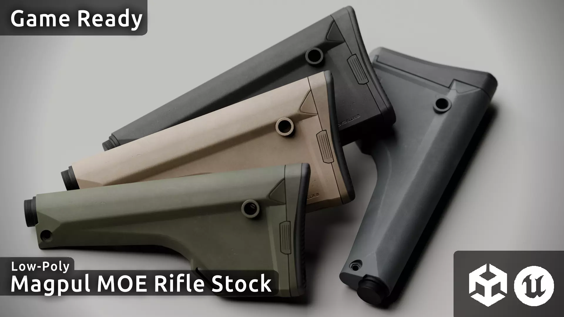 Magpul MOE Rifle Stock Low-poly 3D model