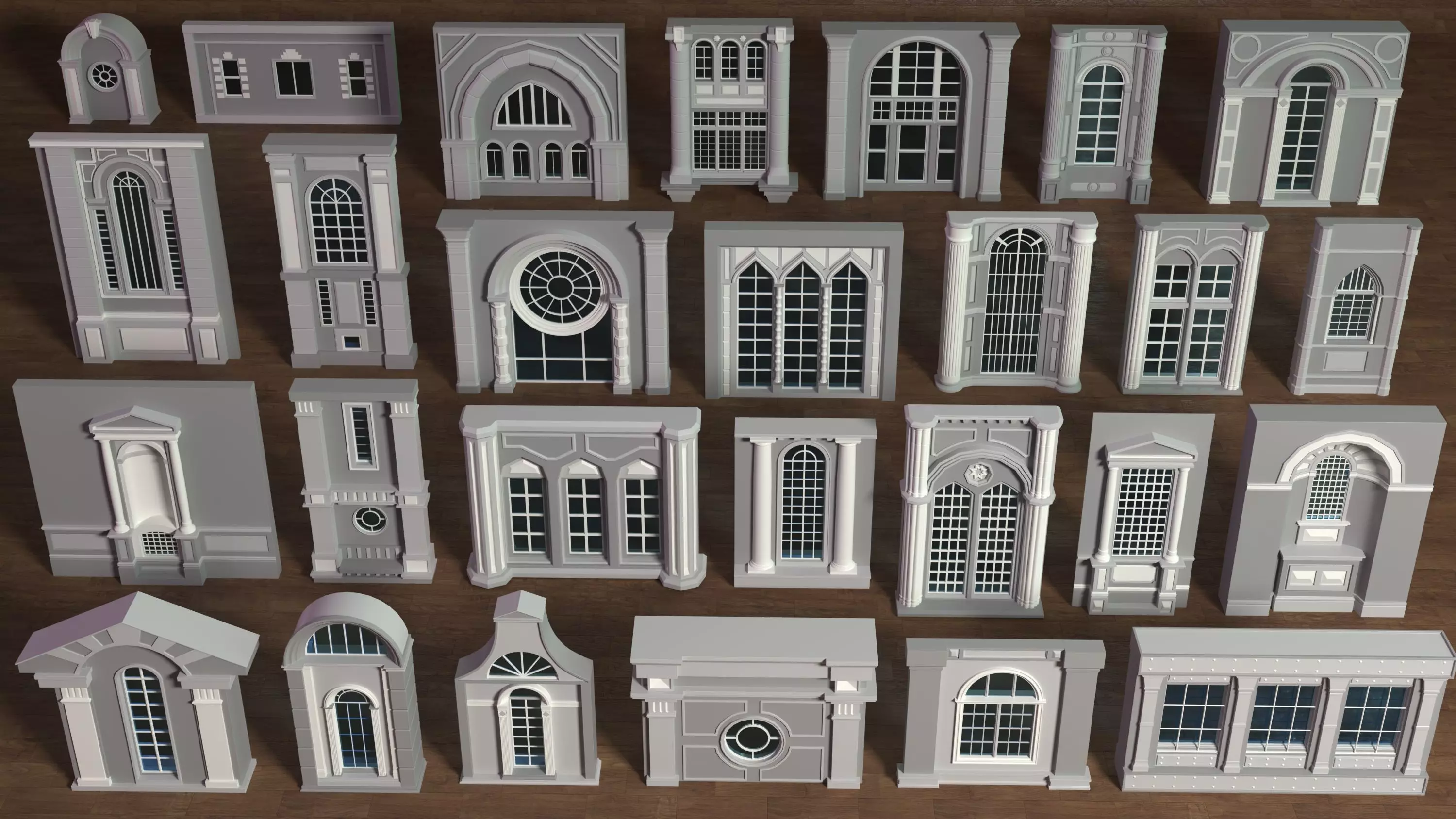 Building Facade Collection 9 - 27 pieces Low-poly 3D model