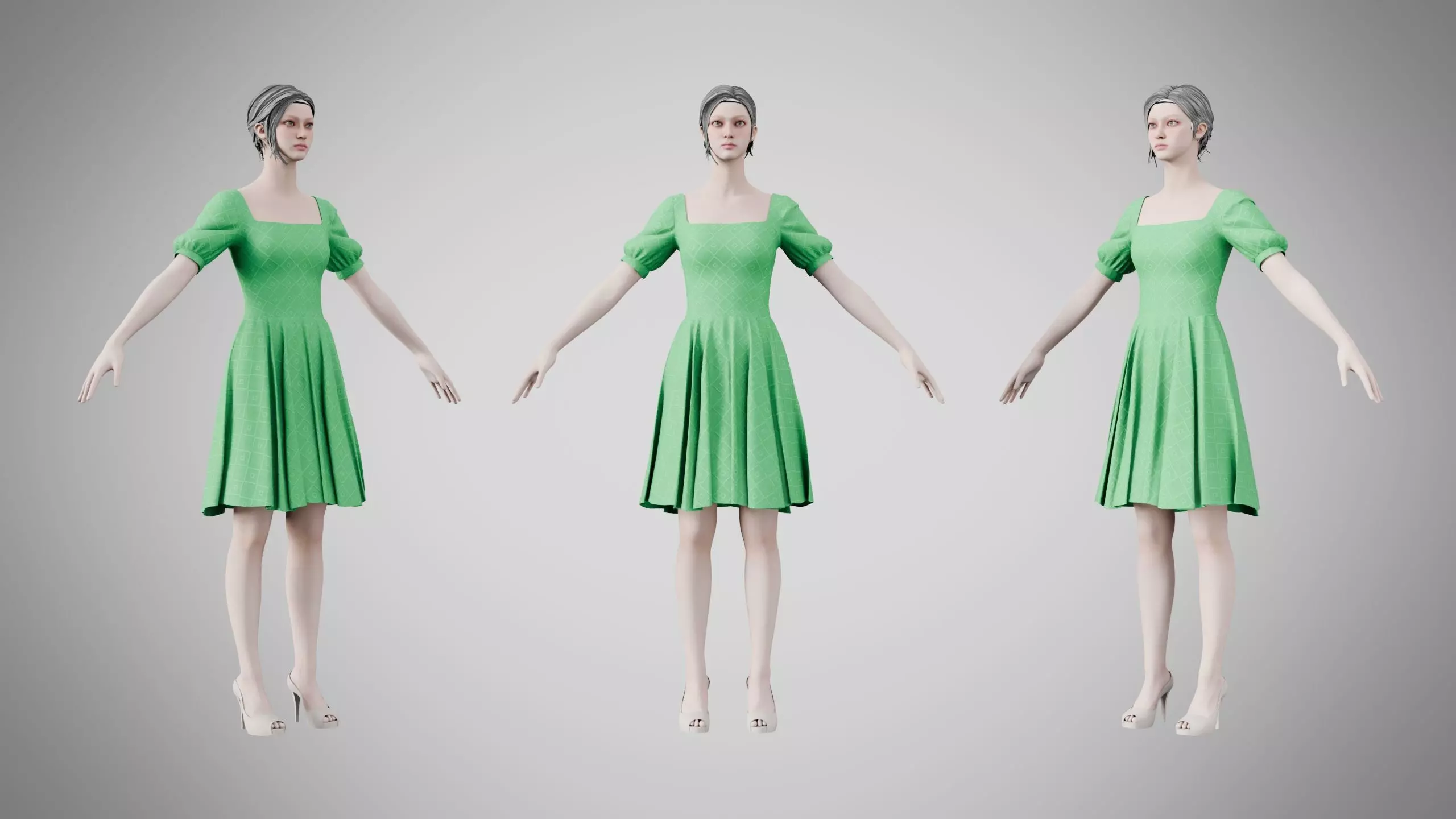 Dress 26 Bud Green Low-poly 3D model